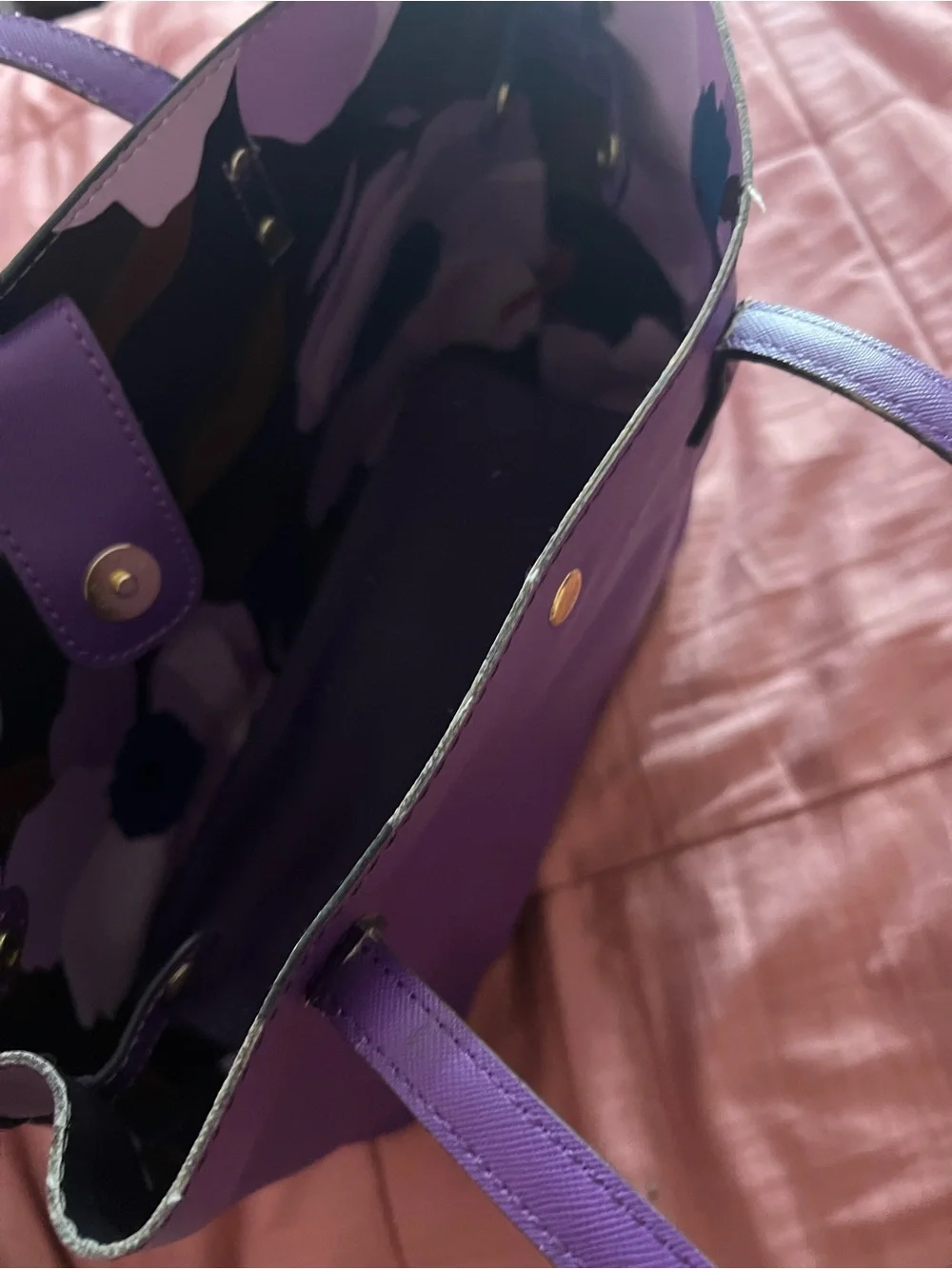 Trina Turk Violet Saffiano Tote with Gold Hardware